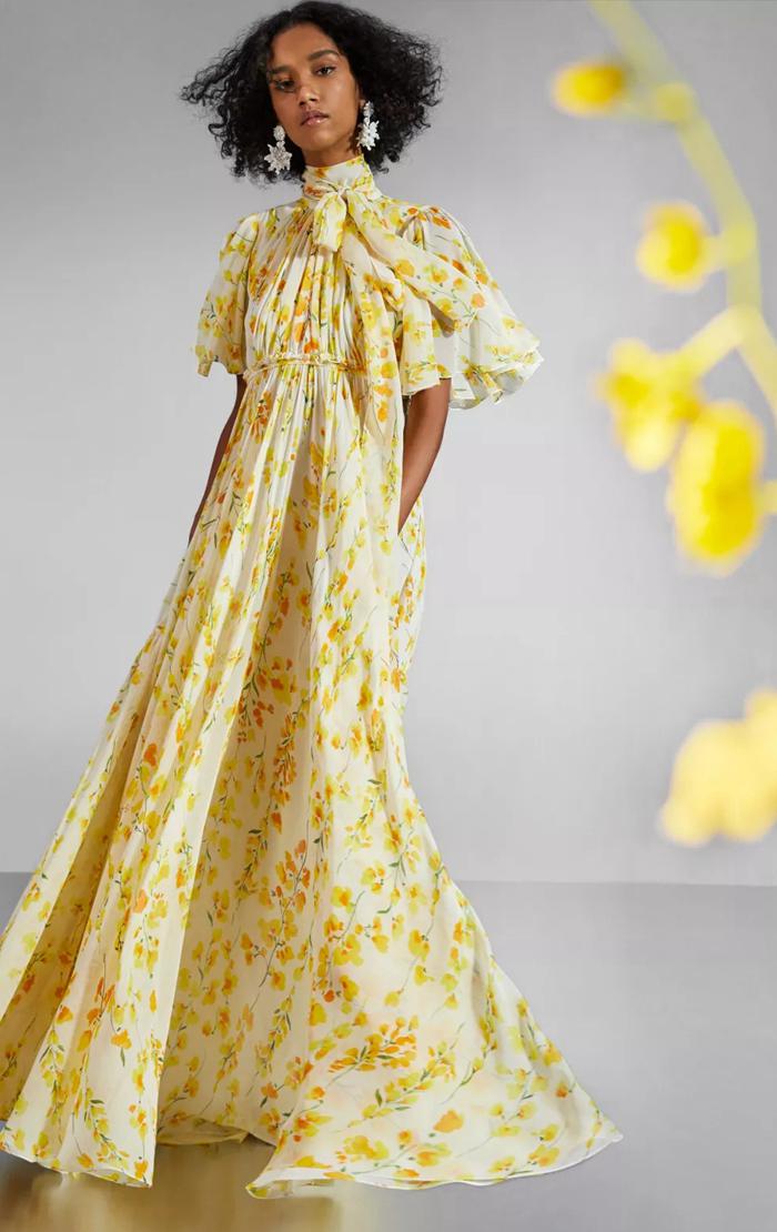 Carolina Herrera 2020春夏季时尚淡雅黄色印花